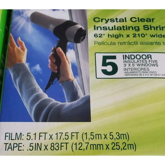 New Shrink Film Insulation Kits Winter Wrap 5 Windows 62"x 210" Duck 2 Boxes - Picture 2 of 5